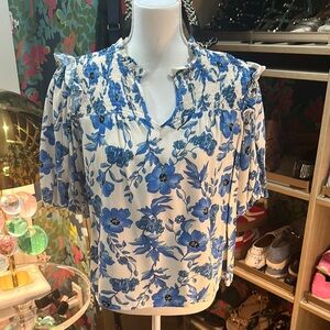 Floral Blue and White Women's Top from THML